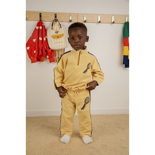 Mini Rodini Yellow Tennis Emb Terry Halfzip Sweatshirt 4