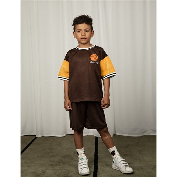 Mini Rodini Brown Basket Mesh Sp T-shirt 4