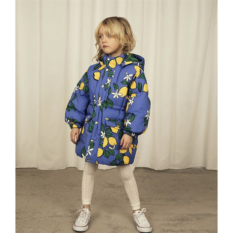 Mini Rodini Lemons Aop Heavy Puffer Jacket Blue 2