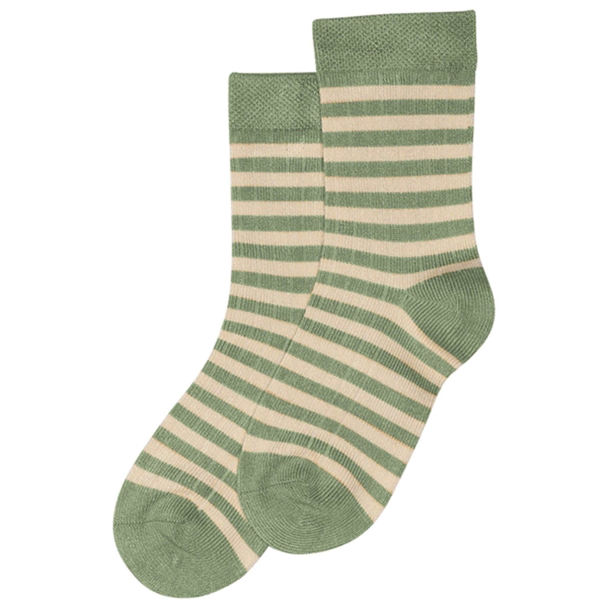 minipop® Spring Green/Offwhite Bamboo Socks Stripe