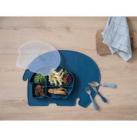 Sebra Silicone Plate W/Lid Fanto The Elephant Nordic Blue