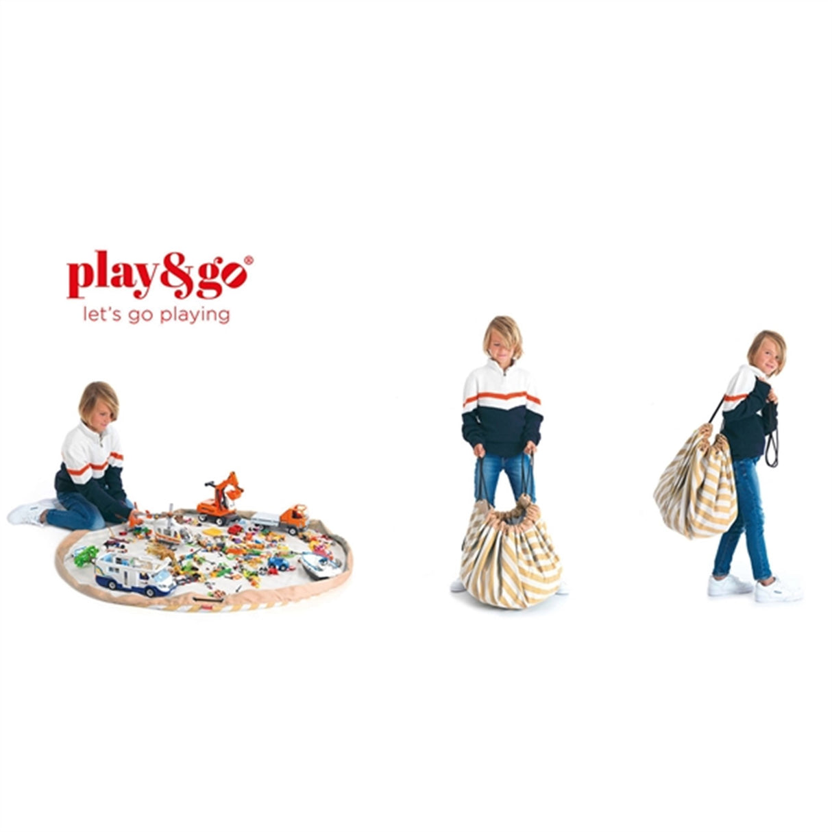 Play&Go 2-in-1 Play Mat Stripes mustard