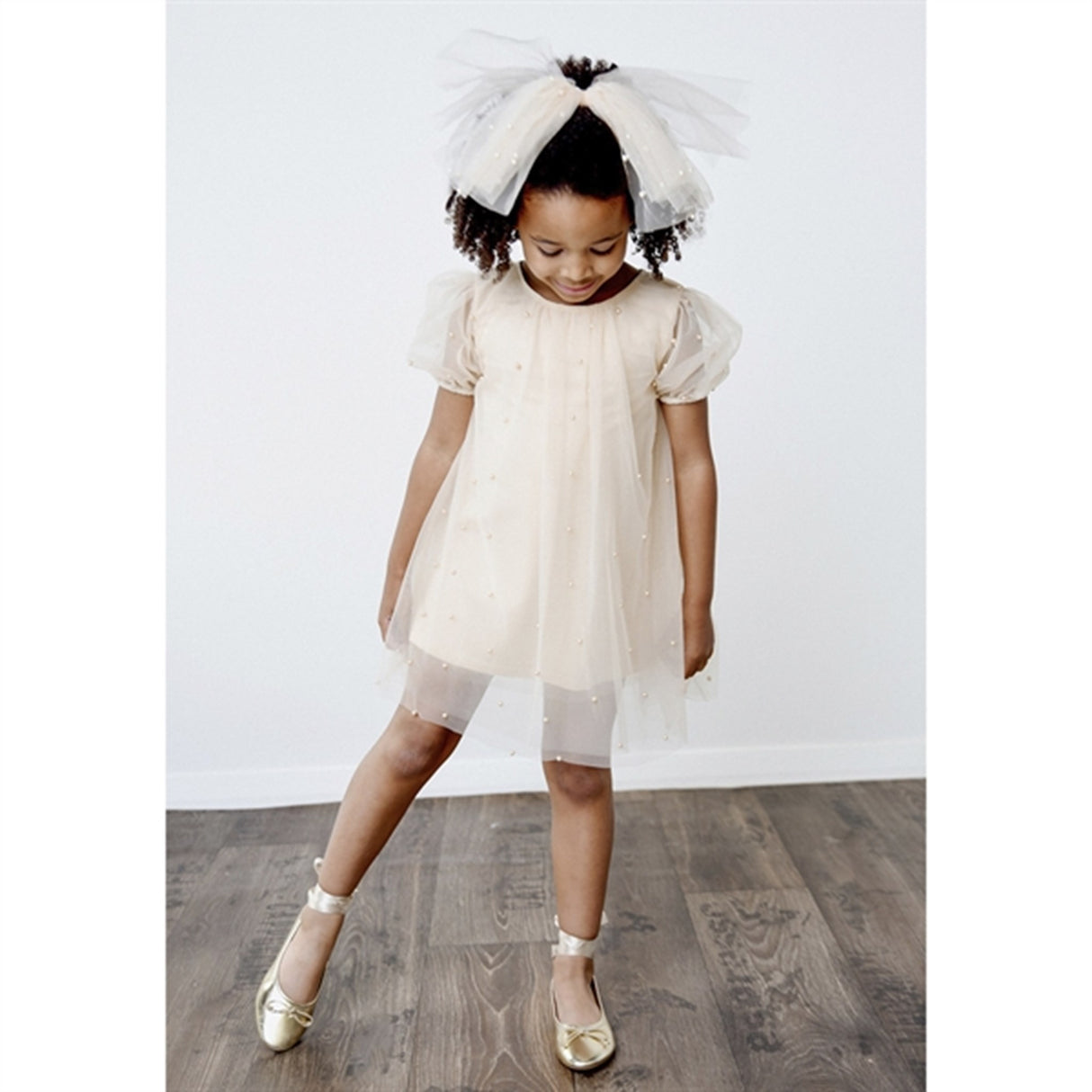 Dolly by Le Petit Tom Pearl Tulle Puff Aline Dress Pearl 5