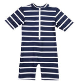 Petit Crabe Blue/White Natsu Sunsuit with Zipper