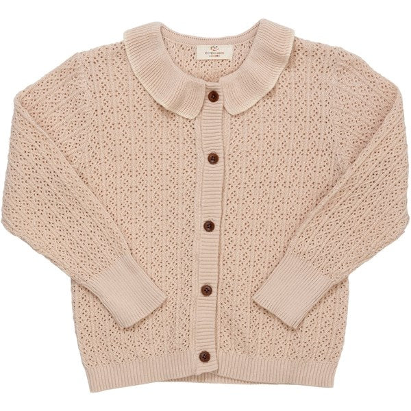 Copenhagen Colors Sand/Cream Comb. Pointelle Cable Knit Cardigan w. Collar