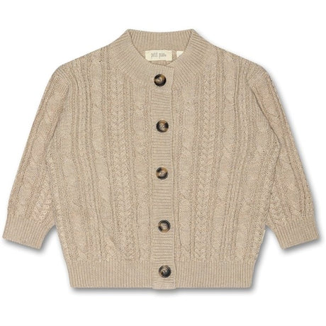 Petit Piao® Light Taupe Melange Cardigan Chunky Knit Cabel