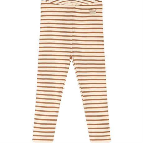 Petit Piao® Caramel/Off White Leggings Modal Striped