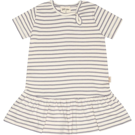 Petit Piao Dusty Lavender/Offwhite Dress S/S Modal Striped