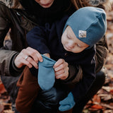 Racing Kids Mittens Dusty Blue