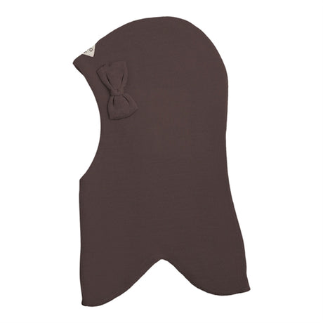 Racing Kids Round Balaclava Wool/Cotton w. Bow Chocolate Brown