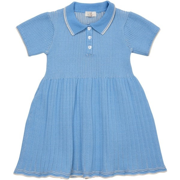 Copenhagen Colors Sky Blue/Cream Comb. Rib Polo Knit Dress