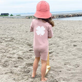 Petit Crabe Rose Nude Noe Clover Sunsuit with Zipper 2