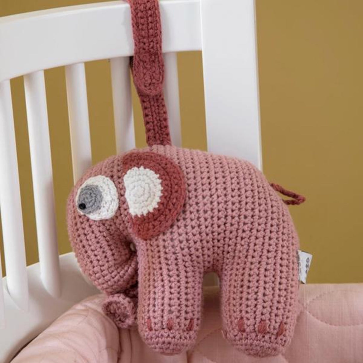 Sebra Music Mobile Knitted Elephant Blossom Pink