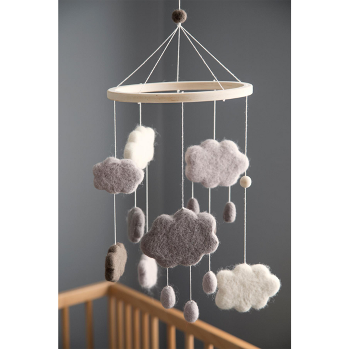 Sebra Mobile Felt Clouds Warm Grey