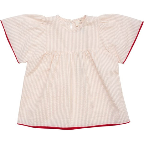 Copenhagen Colors Dusty Rose W Cream Stripe Seersucker Blouse