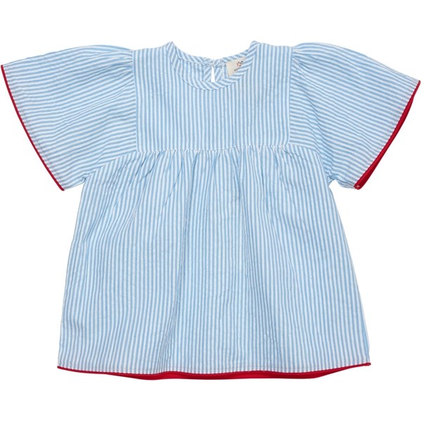 Copenhagen Colors Sky Blue W Cream Stripe Seersucker Blouse