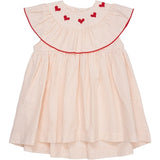 Copenhagen Colors Dusty Rose W Cream Stripe Seersucker Dress w. Hearts