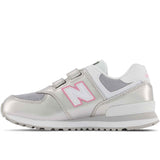 New Balance 574 Silver Metallic/Bubblegum Sneakers