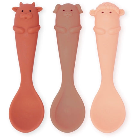 Konges Sløjd Silicone Baby spoon 3-pack Farm Rose Mix