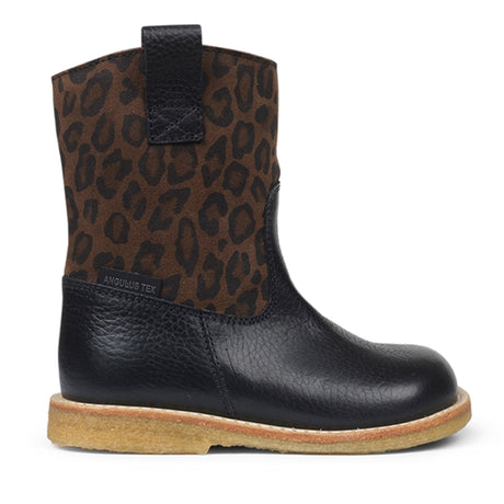 Angulus Tex-Boots w. Zipper Black/Brown Leo 2