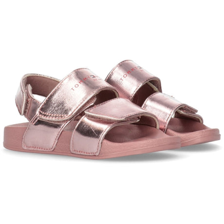 Tommy Hilfiger Logo Velcro Sandal Rose Gold 2