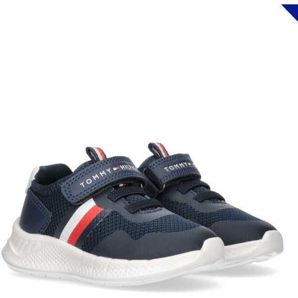 Tommy Hilfiger Stripes Low Cut Lace-up Velcro Sneaker Blue/White