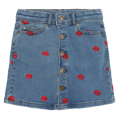 The New Medium blue Lips Denim Skirt