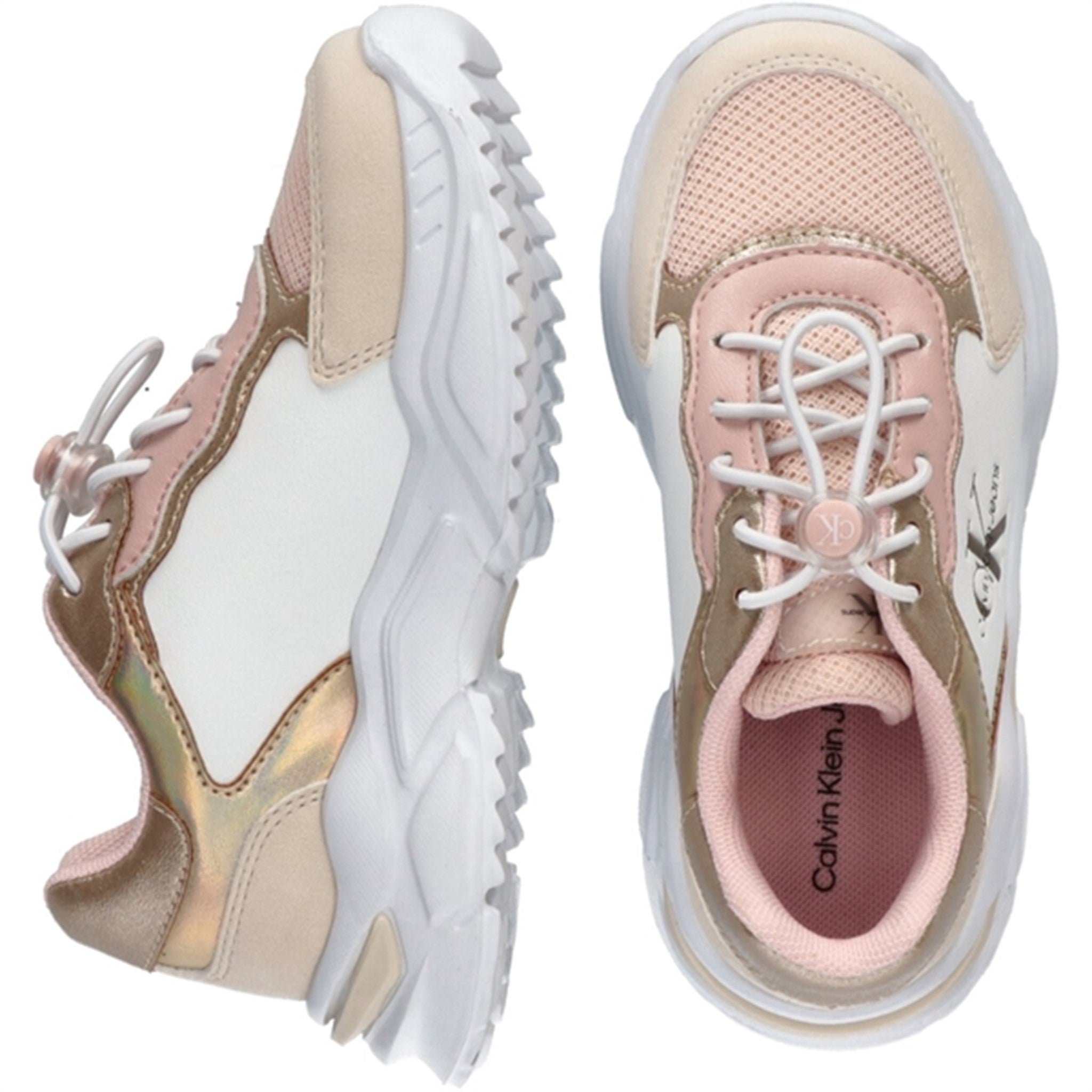 Calvin Klein Low Cut Lace-Up Sneakers Beige/Nude/White 2