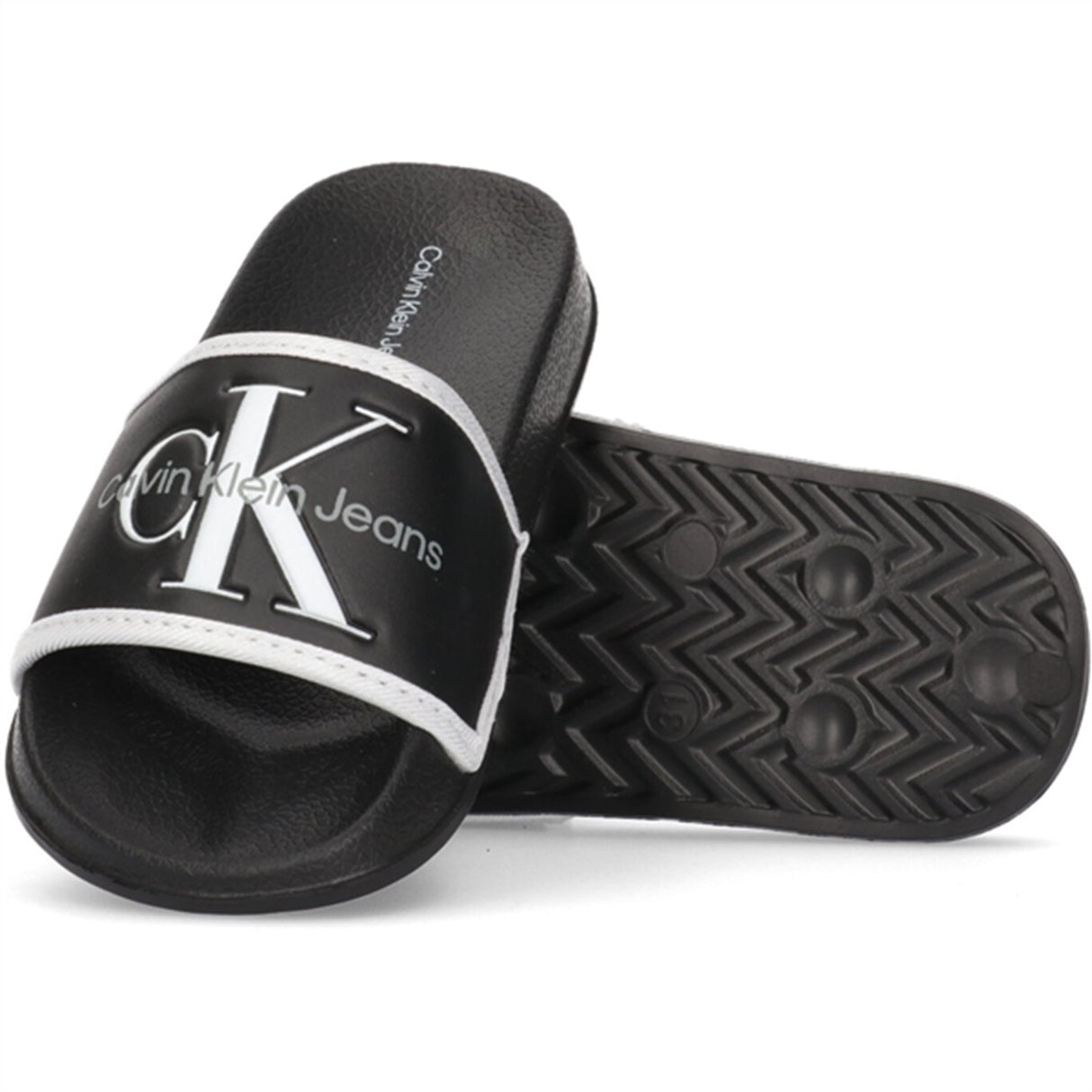 Calvin Klein Logo Pool Slide Black/White