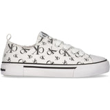 Calvin Klein Logo All Over Low Cut Lace-Up Sneakers White