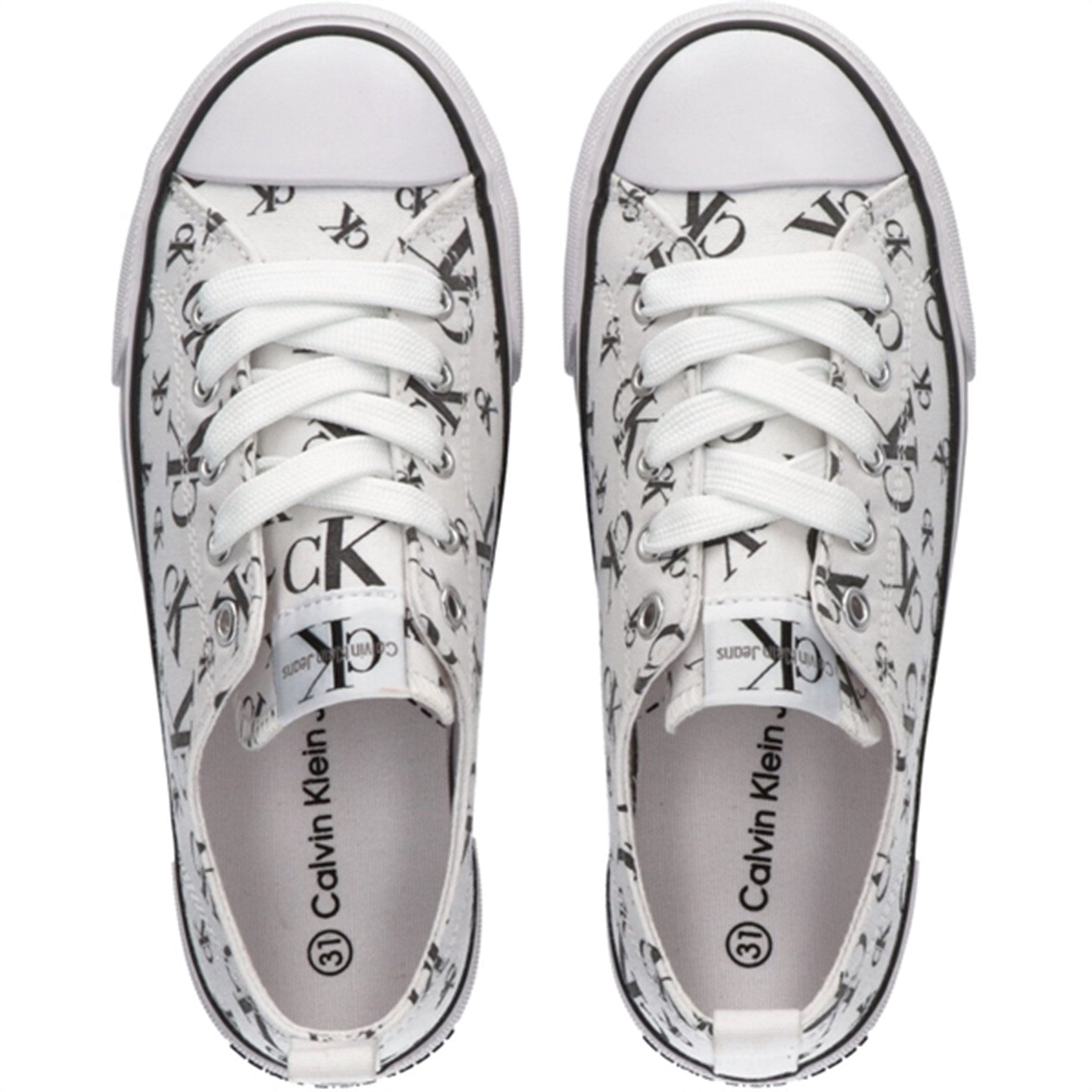 Calvin Klein Logo All Over Low Cut Lace-Up Sneakers White