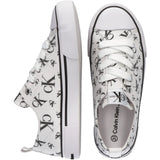 Calvin Klein Logo All Over Low Cut Lace-Up Sneakers White