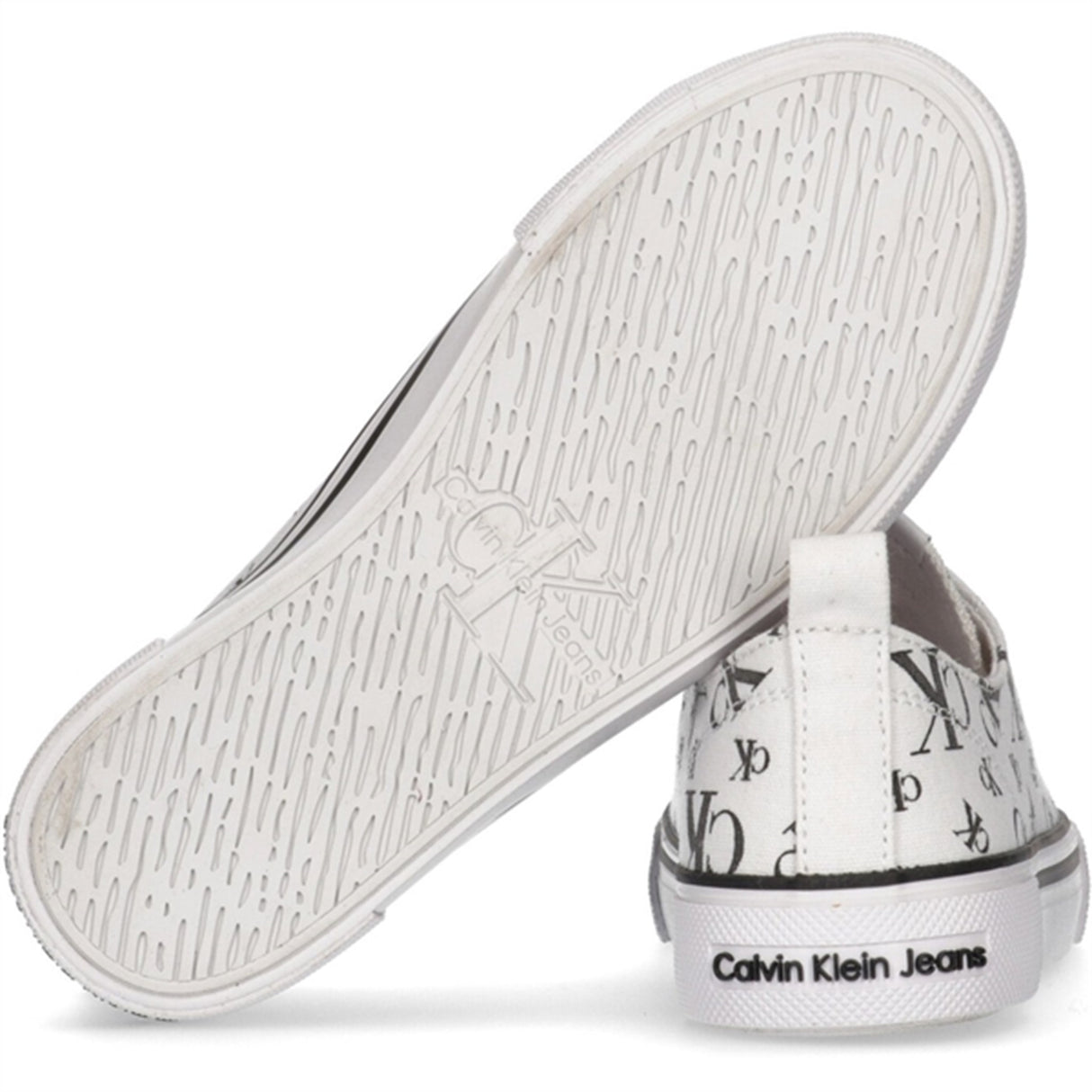 Calvin Klein Logo All Over Low Cut Lace-Up Sneakers White