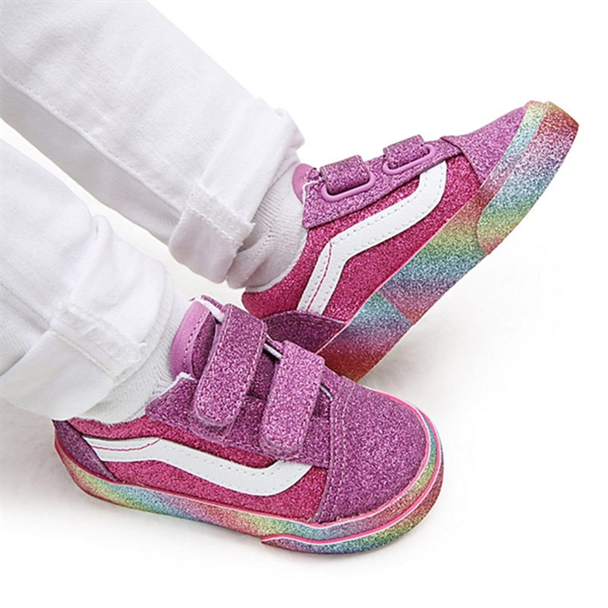 VANS TD Old Skool V Sneakers Glitter Rainglow Pink/Multi 2
