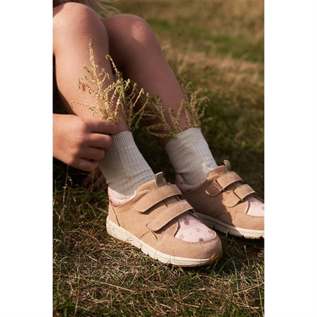 Wheat Velcro Sneakers Toney Rose Beige Flowers